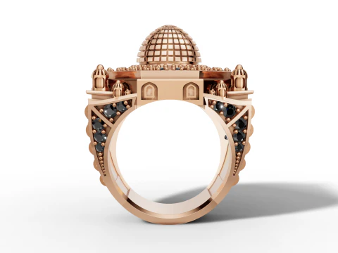 Mosque Inspired Signet Ring with Dome Motif 3D Print Model