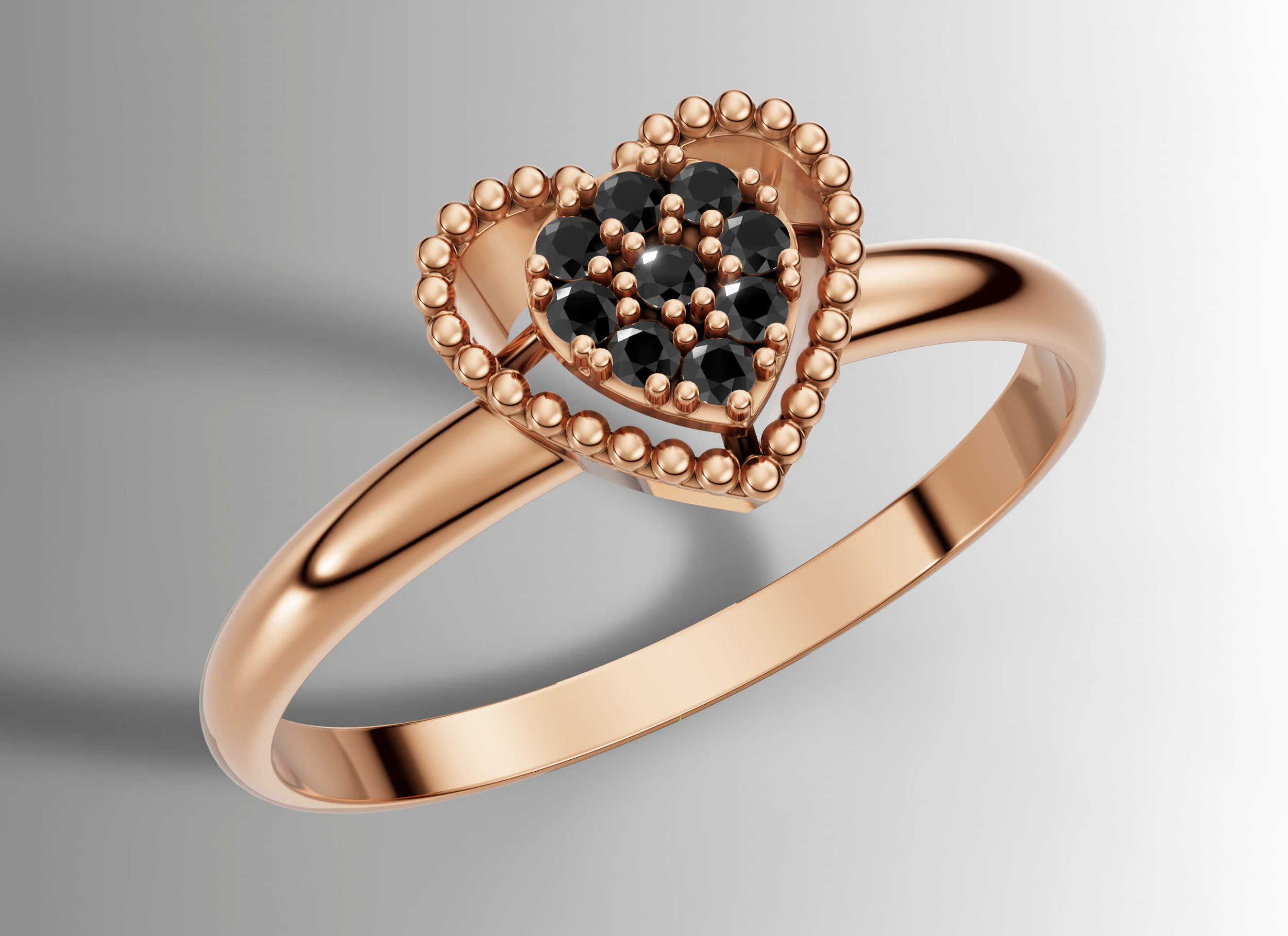 Gold Heart Shaped Diamond Halo Ring CAD 3D Print Model .c4d .max .obj .3ds .fbx .stl .blend