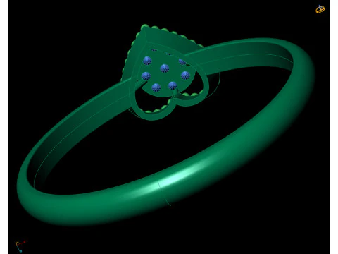 Gold Heart Shaped Diamond Halo Ring CAD 3D Print Model