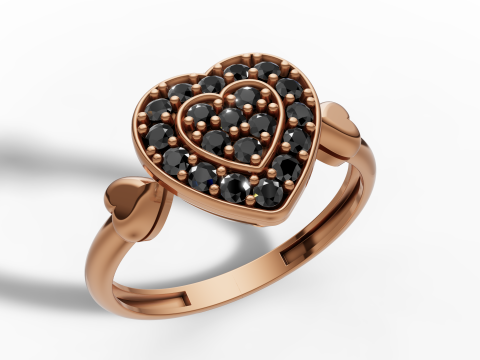 Pierścionek zaręczynowy Heart Halo-USA rozmiar 7 biżuteria plik do druku 3D Model do druku 3D