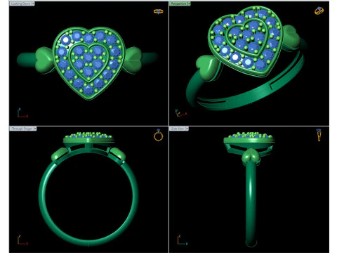 Heart Halo Engagement Ring - US Size 7 Jewelry 3D Print File 3D Print Model