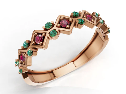 Cincin Pernyataan Halo Potongan Zamrud Berlian Model Cetak 3D