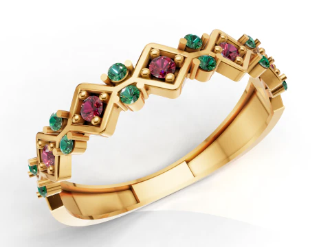 Diamond Emerald-Cut Halo Statement Ring 3D Print Model