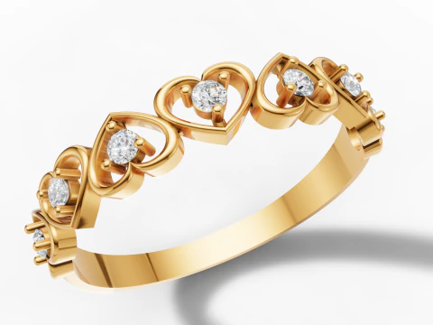 하트 모양의 다이아몬드 반지 CAD 3D 프린트 모델