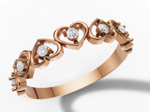 Heart-Shaped Diamond Ring CAD 3D Print Model