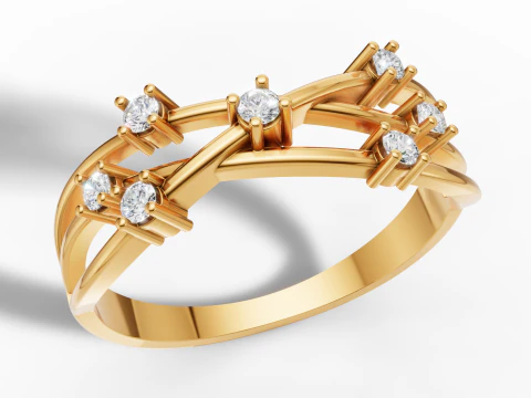 Золотое переплетающееся кольцо вечности CAD 3D Принт Модель