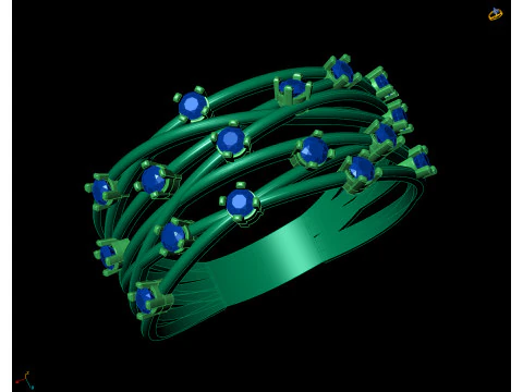 Gold Crossover Crossover Twine Gemstone Ring 3D Print Model