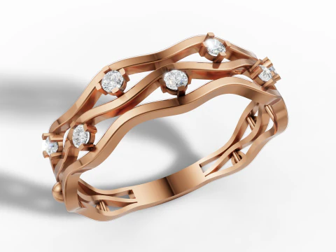 Gold Crossover Infinity Band Ring CAD 3D Print Model