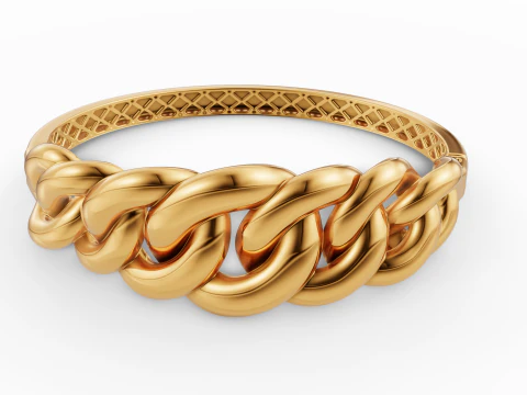 Gold Curb Chain Link Bracelet CAD 3dm and STL File 3D Print Model