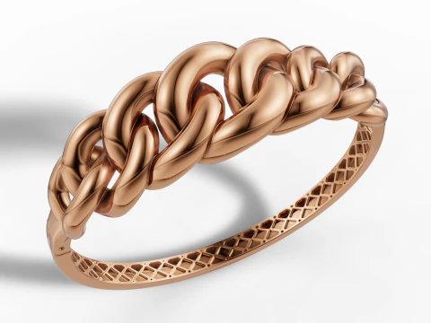 Gold Curb Chain Link Bracelet CAD 3dm and STL File 3D Print Model