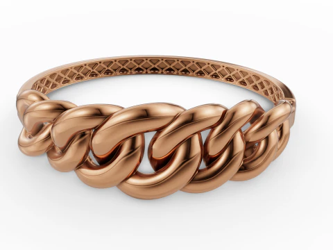 Gold Curb Chain Link Bracelet CAD 3dm and STL File 3D Print Model