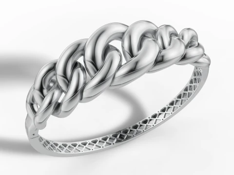 Gold Curb Chain Link Bracelet CAD 3dm and STL File 3D Print Model