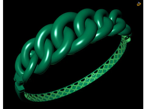 Gold Curb Chain Link Bracelet CAD 3dm and STL File 3D Print Model