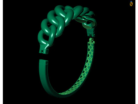 Gold Curb Chain Link Bracelet CAD 3dm and STL File 3D Print Model