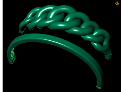 Gold Curb Chain Link Bracelet CAD 3dm and STL File 3D Print Model