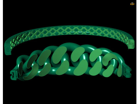 Gold Curb Chain Link Bracelet CAD 3dm and STL File 3D Print Model