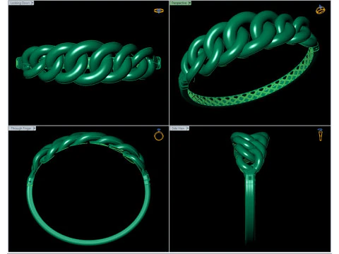Gold Curb Chain Link Bracelet CAD 3dm and STL File 3D Print Model