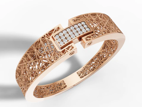 Modern Woven Wire Statement Bracelet - 3D Jewelry Print File 3D Print Model