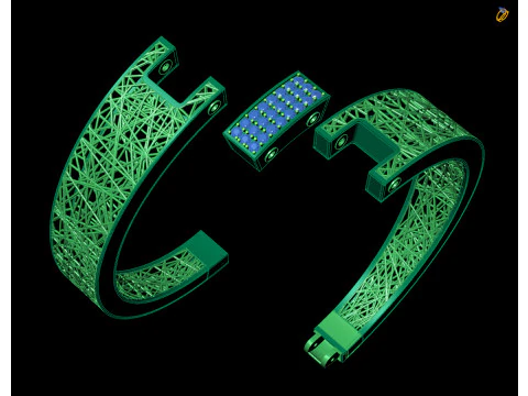 Modern Woven Wire Statement Bracelet - 3D Jewelry Print File 3D Print Model