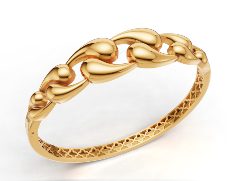 Золотой простой браслет с каплевидным звеном, готовый к производству STL-3DM 3D Принт Модель
