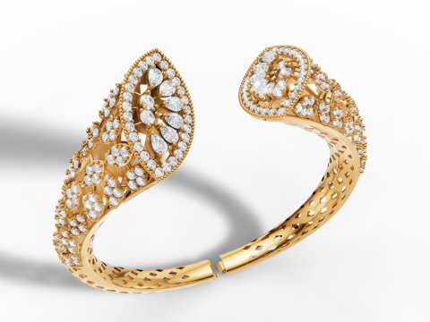 Luxury Multi-Stone Bangle Design Cad File 3D Print Model