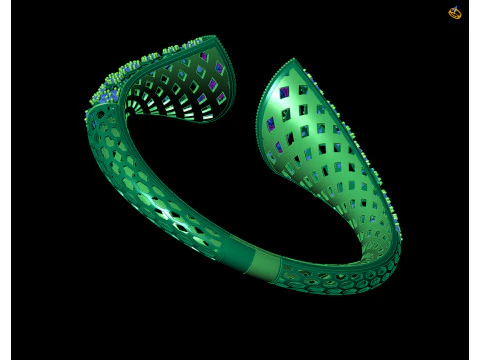 Luxury Multi-Stone Bangle Design Cad File 3D Print Model