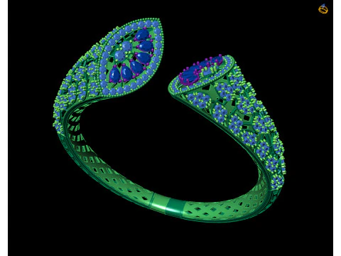 Luxury Multi-Stone Bangle Design Cad File 3D Print Model