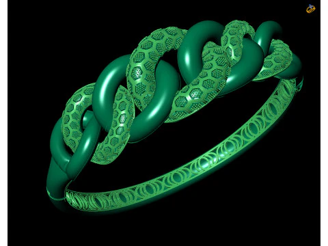 Plain Curb Link Bracelet CAD Design STL and 3DM 3D Print Model