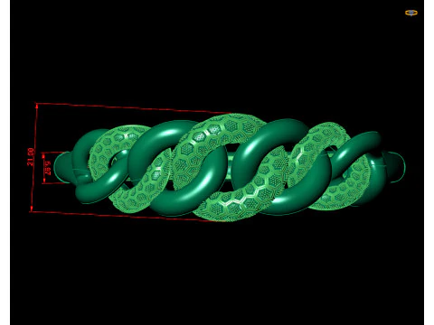 Plain Curb Link Bracelet CAD Design STL and 3DM 3D Print Model