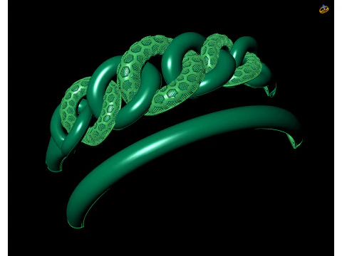 Plain Curb Link Bracelet CAD Design STL and 3DM 3D Print Model