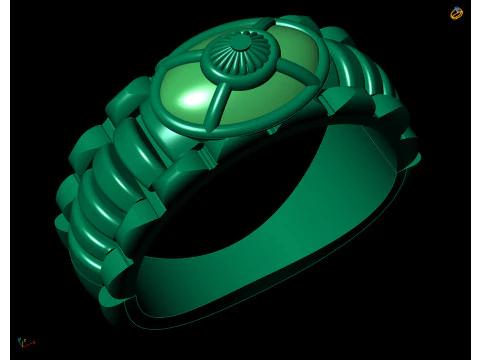 Solid Gold Mens Signet Band Gold Ribbed Gents Ring 3D Print Model