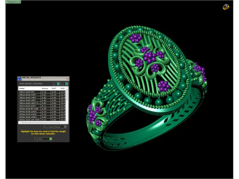 Gold Filigree Floral Cocktail Vintage Style Ring 3D Print Model