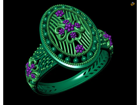Gold Filigree Floral Cocktail Vintage Style Ring 3D Print Model