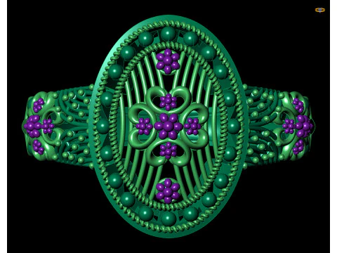 Gold Filigree Floral Cocktail Vintage Style Ring 3D Print Model
