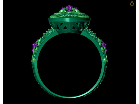 Gold Filigree Floral Cocktail Vintage Style Ring 3D Print Model
