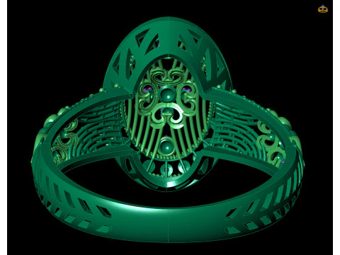 Gold Filigree Floral Cocktail Vintage Style Ring 3D Print Model