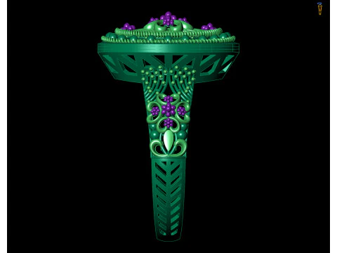 Gold Filigree Floral Cocktail Vintage Style Ring 3D Print Model