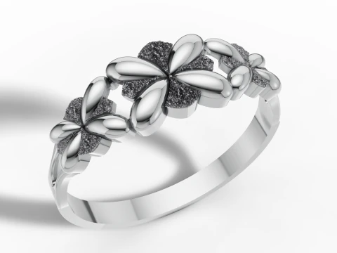 Nature Inspired Flower Band Ring Cad 3D Print Model