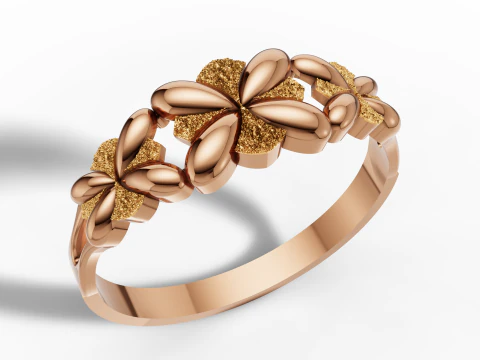 Nature Inspired Flower Band Ring Cad 3D Print Model