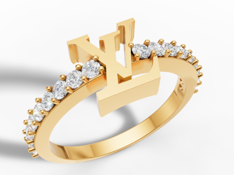 골드 로고 보석 밴드 링 CAD 3D 프린트 모델