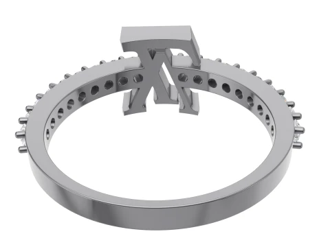 Gold Logo Gemstone Band Ring CAD 3D Print Model