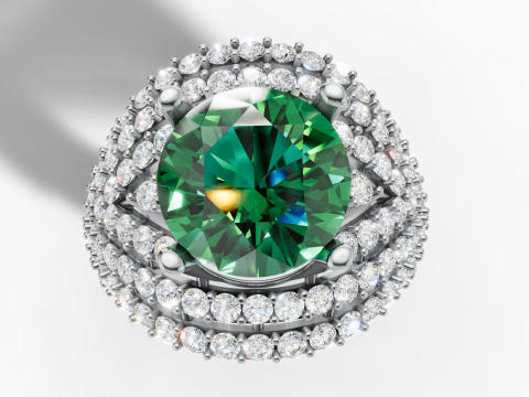 ゴールド クラスター ジェムストーン ドーム リング CAD 3Dプリントモデル