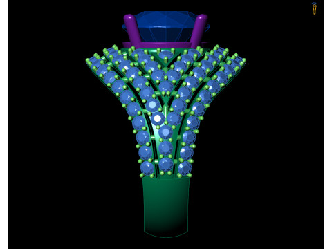 ゴールド クラスター ジェムストーン ドーム リング CAD 3Dプリントモデル
