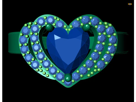 Gold Heart Gemstone Halo Ring CAD 3D Print Model