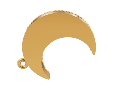 Gold Heart Crescent Moon Pendant CAD 3D Print Model