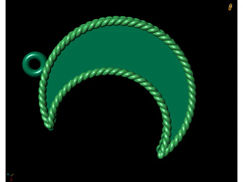 Gold Heart Crescent Moon Pendant CAD 3D Print Model