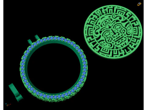 Gold Aztec Sun Face Tribal Medallion CAD 3D Print Model