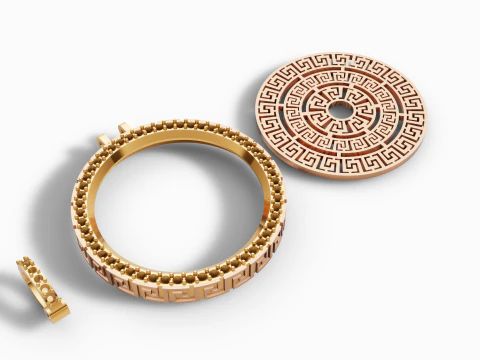 Medalh&atilde;o de labirinto de chave grega estilo Versace CAD Modelo de Impressão 3D