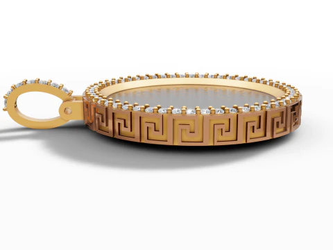 Medalh&atilde;o de labirinto de chave grega estilo Versace CAD Modelo de Impressão 3D