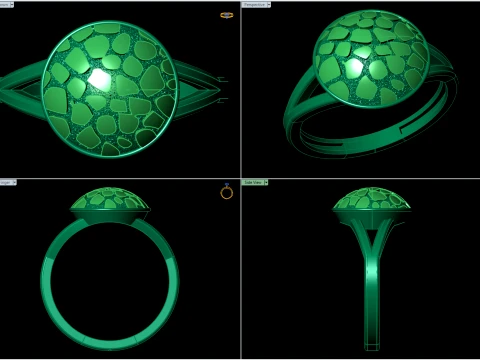 スプリットシャンクのテクスチャード加工を施したラウンドナゲットリング 3Dプリントモデル